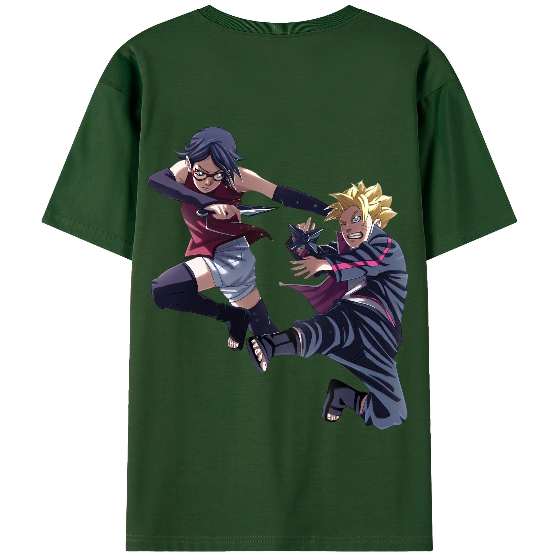 （画像用） NARUTO -ナルト- うちは サラダ Uchiha Sarada 綿100％半袖Tシャツ（背面プリント）